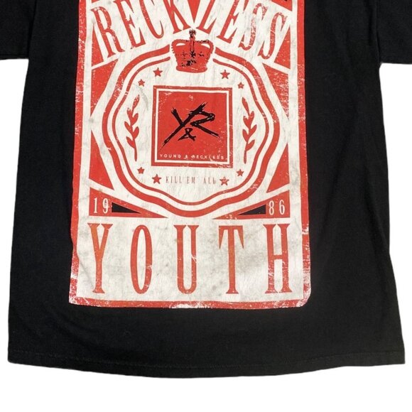 Young Reckless Mens L Black "Reckless Youth" Tshirt Graphic Print Short Sleeve - Picture 4 of 8